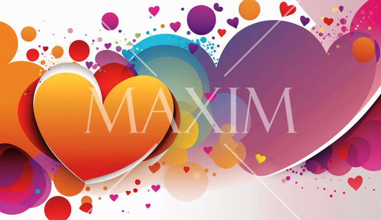 ハートがいっぱいのコピースペースのあるカラフルな背景