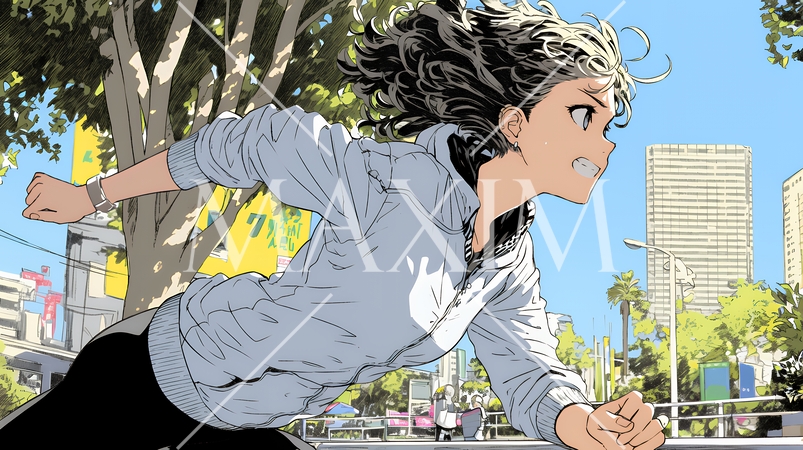 遅刻しそうで猛ダッシュをしている若い女性