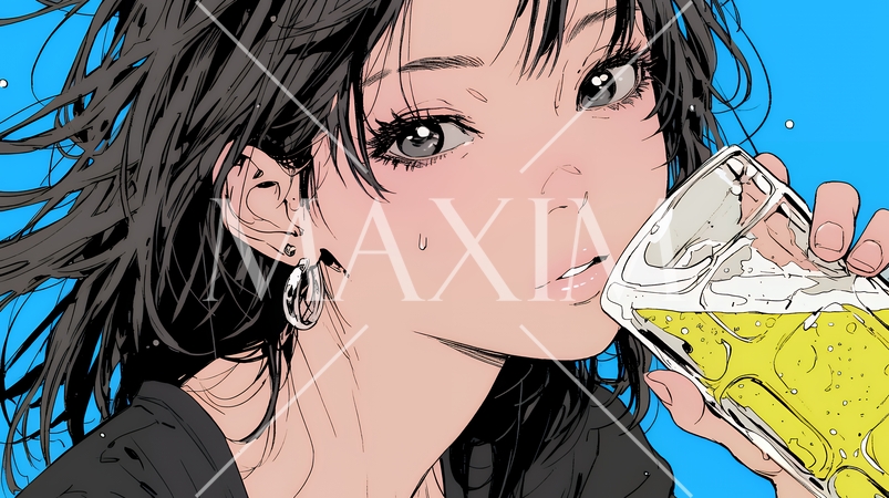 ビールを飲んでいる女性