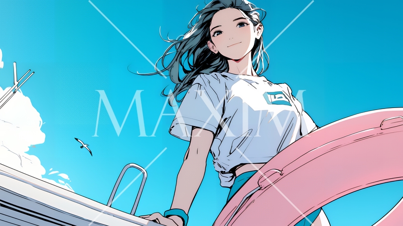 若い女性の海水浴場監視員（ライフガード）