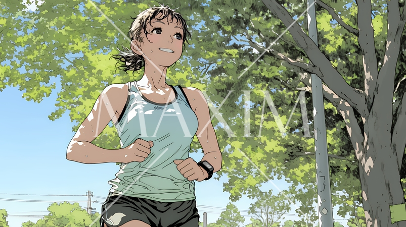 ジョギングをしている若い女性