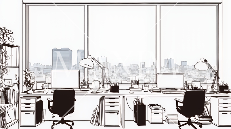 近代的なオフィス空間（シンプルな色使い）