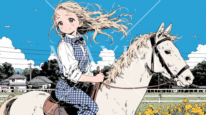 乗馬をしている若い女性