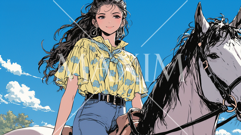 乗馬をしている若い女性