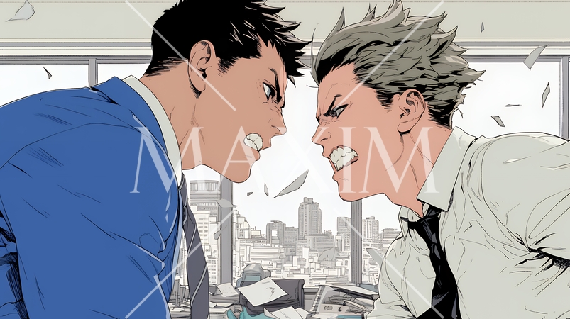 オフィスで言い争いをしているビジネスパーソン