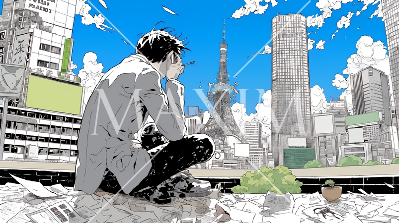 株価下落に落ち込んでいる男性：日経株価大暴落