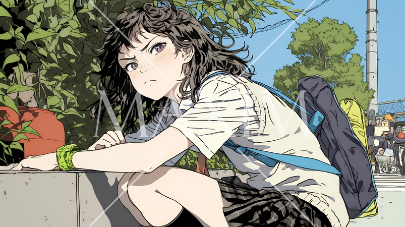 「ふん！」という表情でそっぽを向いている制服を着た女子高生