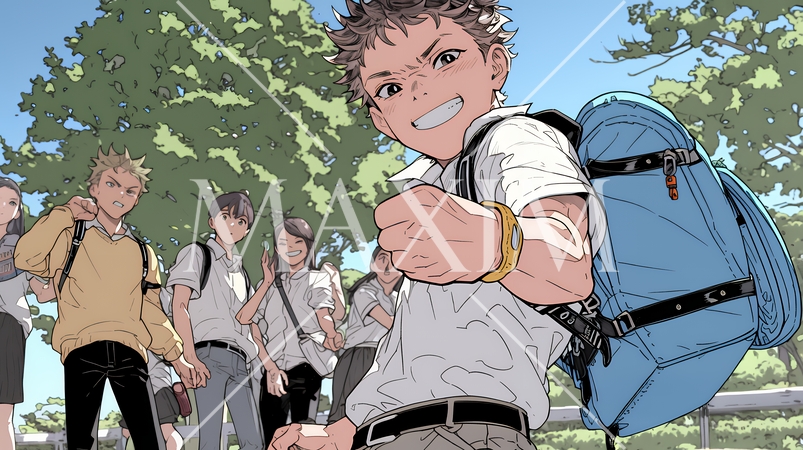 元気に駆け回っている小学生の男の子