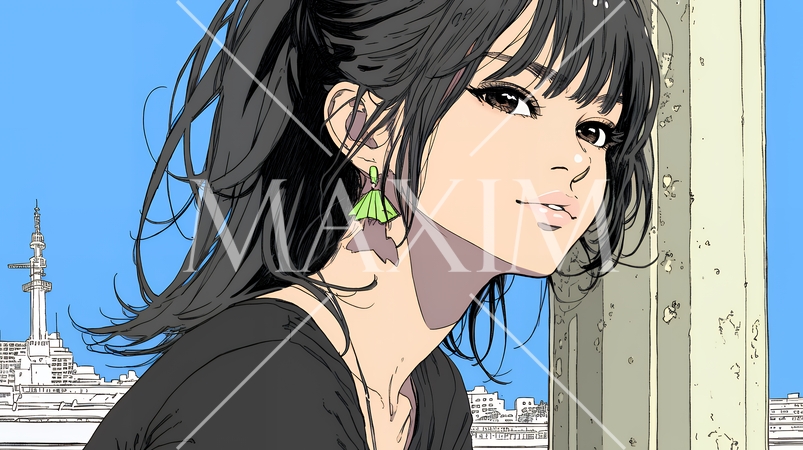 熟考中の若い女性