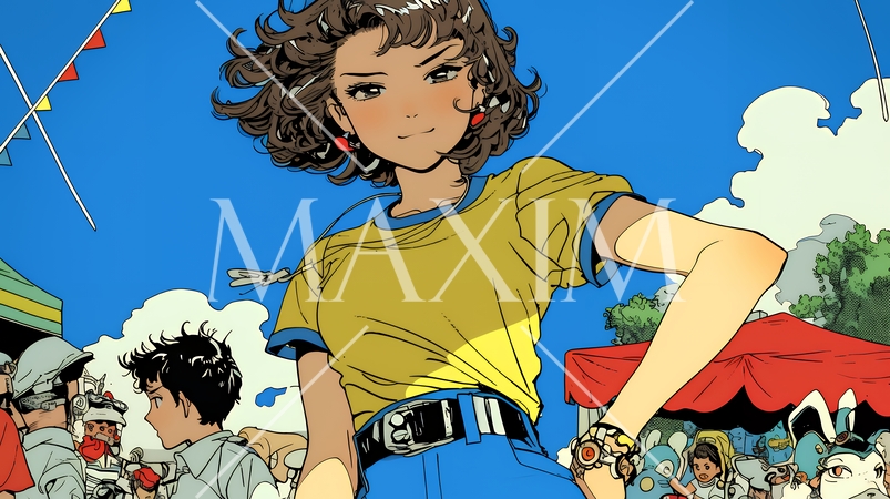 生意気な（挑戦的・自信満々・勝ち誇った）顔をしている女の子