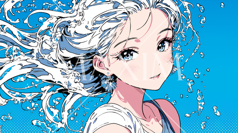 水を浴びている若い女性