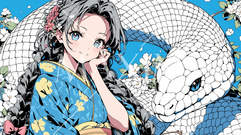 大蛇：若い女性とお友達