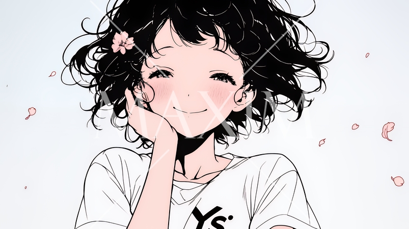 満面の笑みでYesと言っている若い女性（シンプルな色使い）