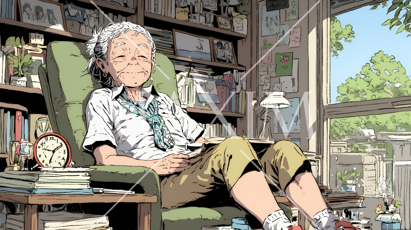 ゆったりとした時間を過ごす高齢の女性