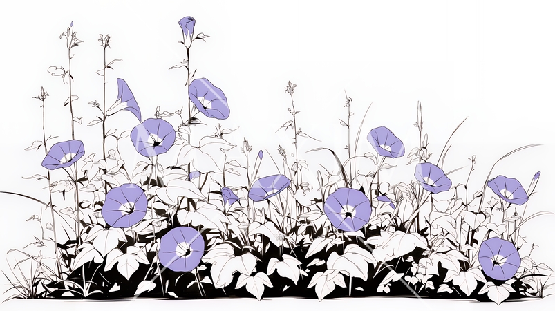 アサガオの花（シンプルな色使い）