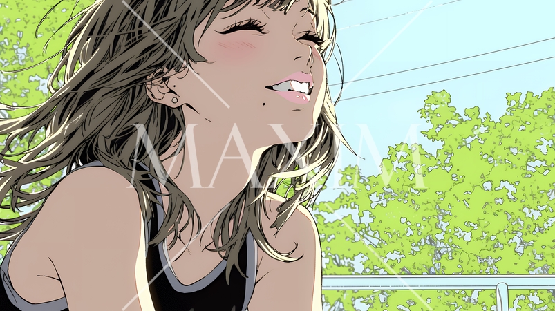 声をあげて大笑いする若い女性