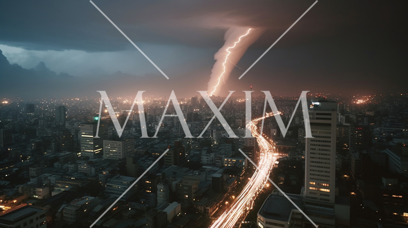 都市を竜巻が襲撃している精緻CG