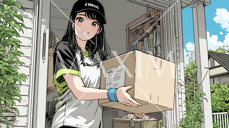 若い女性の宅配配達員（ドライバー）