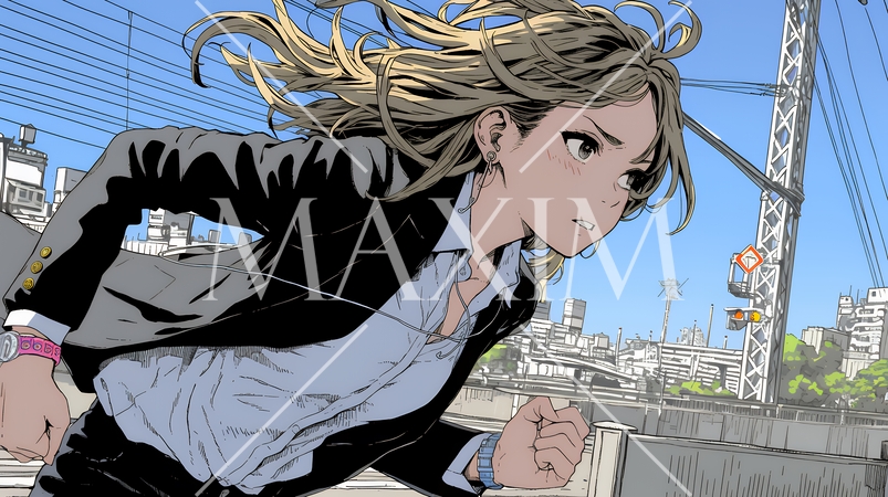 遅刻しそうで猛ダッシュをしている若い女性