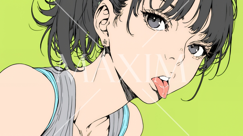 悪意や挑発の意味のある舌出しをしている若い女性