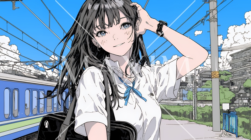 制服姿の女子高生：通学