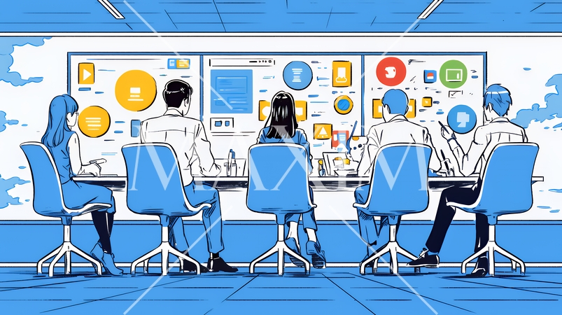 人材育成と社員研修のビジネスコンセプト｜学び成長するビジネスパーソンのイラスト素材