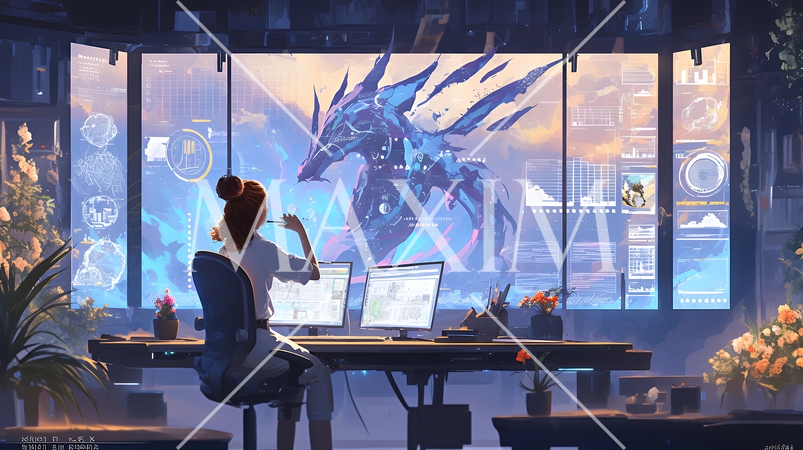 キャラクターデザイン開発をしている女性