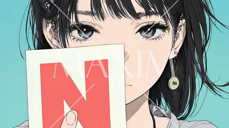 Noのレッドカードサインを出している女性