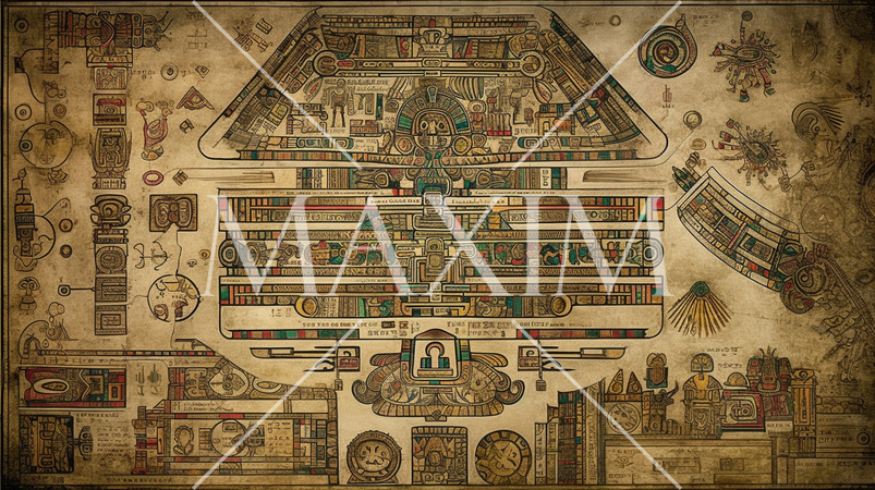 古代の壁画の背景：災害の様子を表したとされる（フェイク）