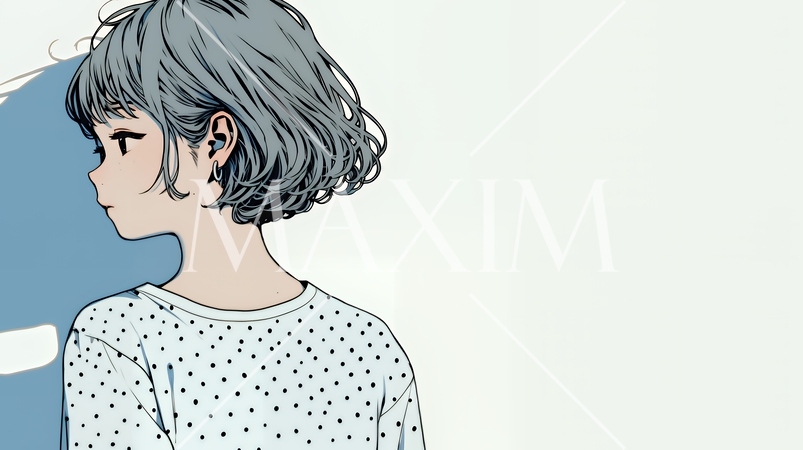 白い壁に向かって考え事をする若い女性