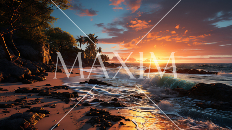 夕暮れ時の南国のビーチ