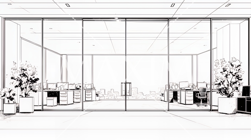 近代的なオフィス空間（シンプルな色使い）