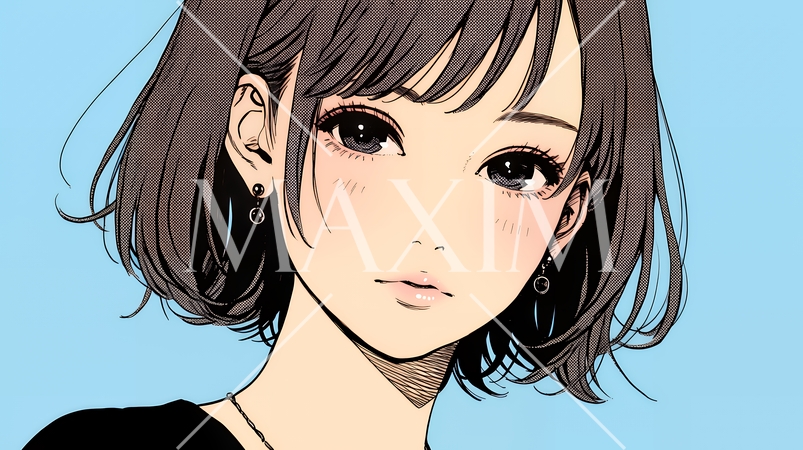 悲しげな目で微笑む（Smiling with sad eyes）若い女性