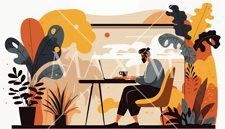 テレワーク／リモートワーク（場所に縛られない働き方）（POPな表現）