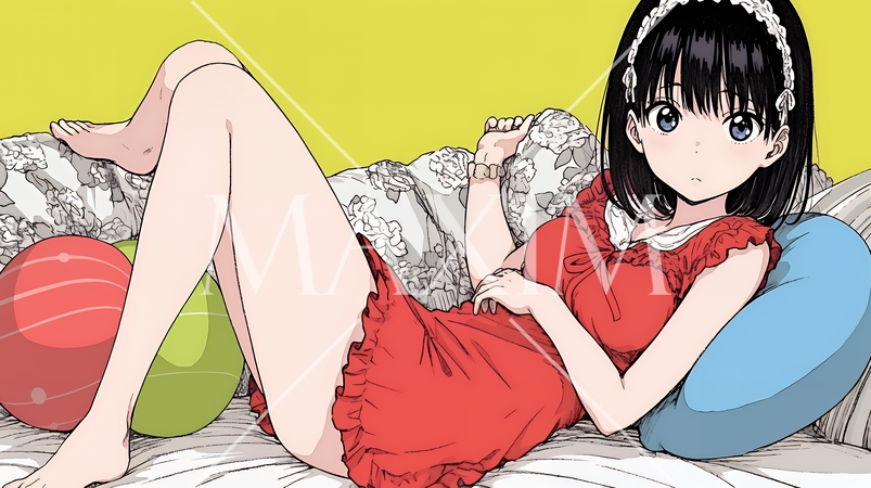 クリスマスファッションの若い女性