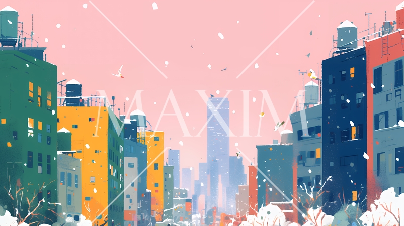 大都市のビル街（ポップでキュートな表現）