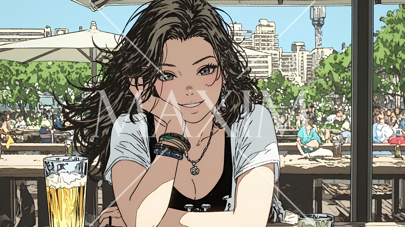 ビールを飲んでいる女性