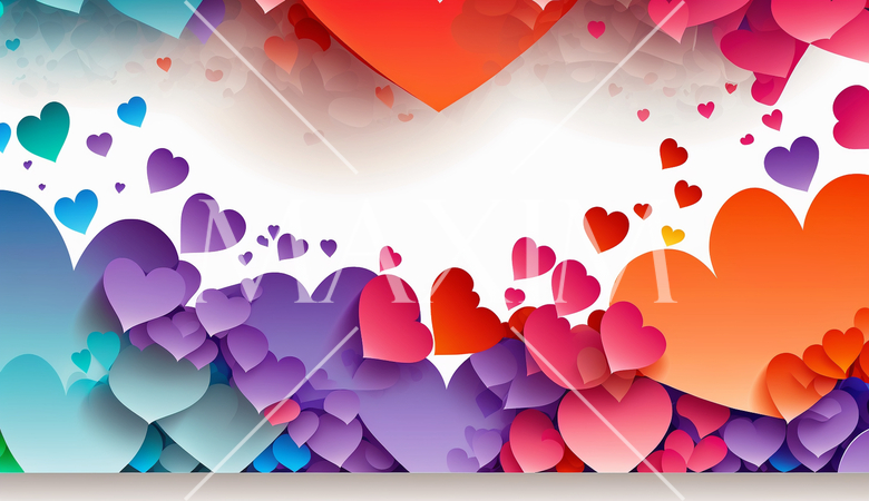 ハートがいっぱいのコピースペースのあるカラフルな背景