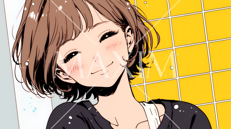 ポジティな気持ちが一杯で、笑顔一杯の若い女性：人と接するときに自然と微笑んだり、表情が柔らかい。