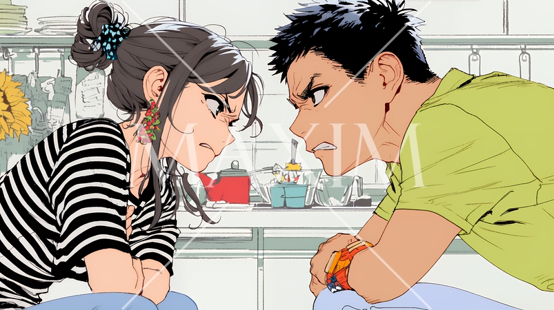 口論している若いカップル（夫婦）