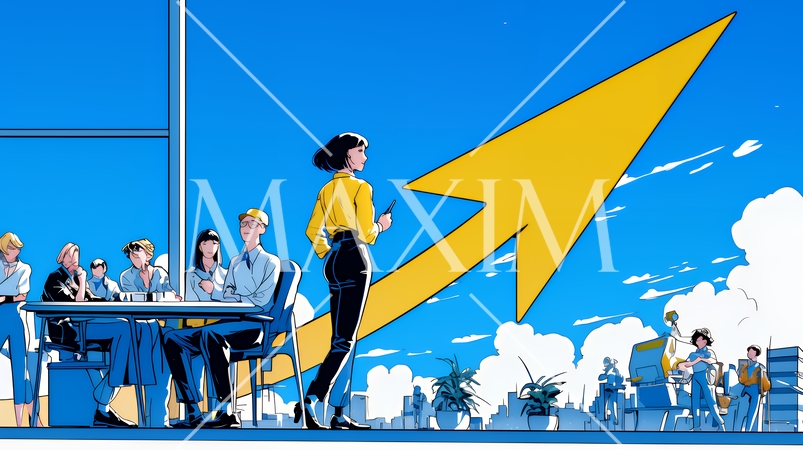 上昇グラフで会社の成長を表すビジネスチーム｜企業発展と成功のビジネスコンセプト