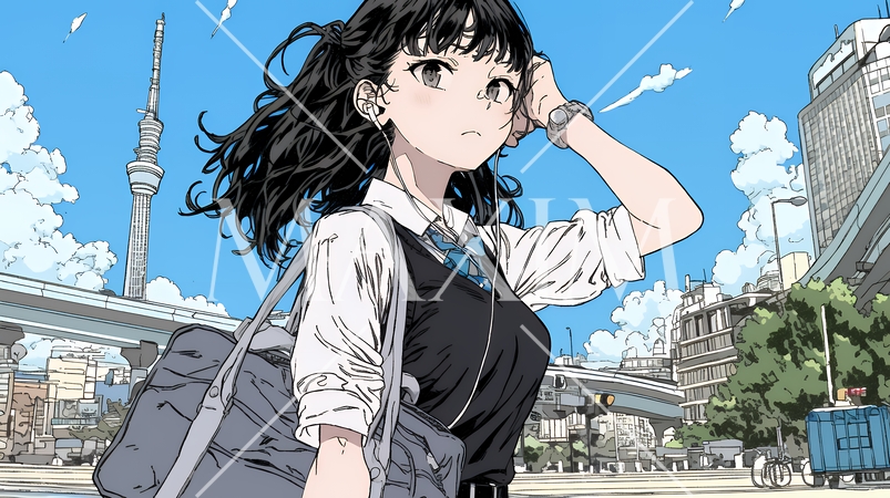 制服姿の女子高生：通学