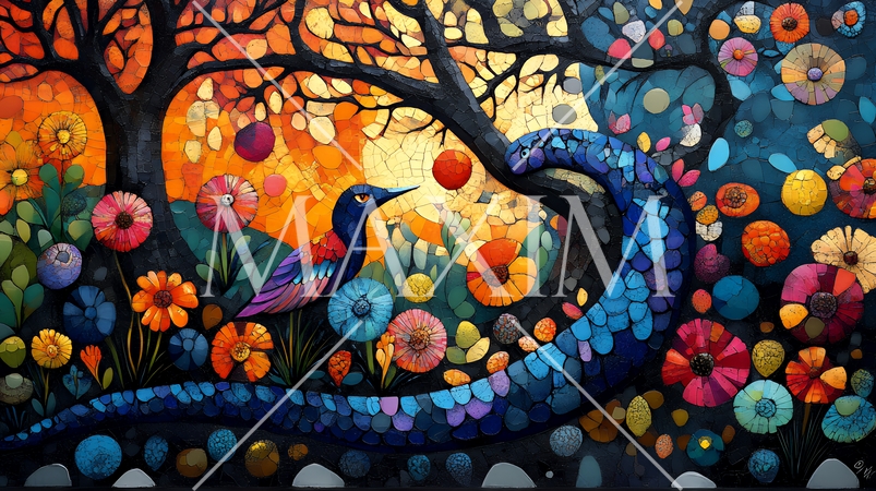 モザイク調描写のヘビ