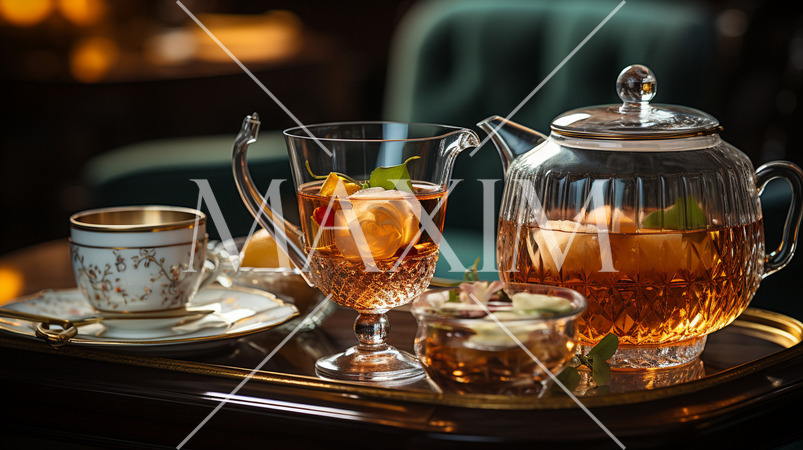 ラグジュアリーなラウンジでのティータイム