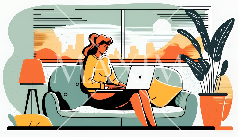 テレワーク／リモートワーク（場所に縛られない働き方）（POPな表現）