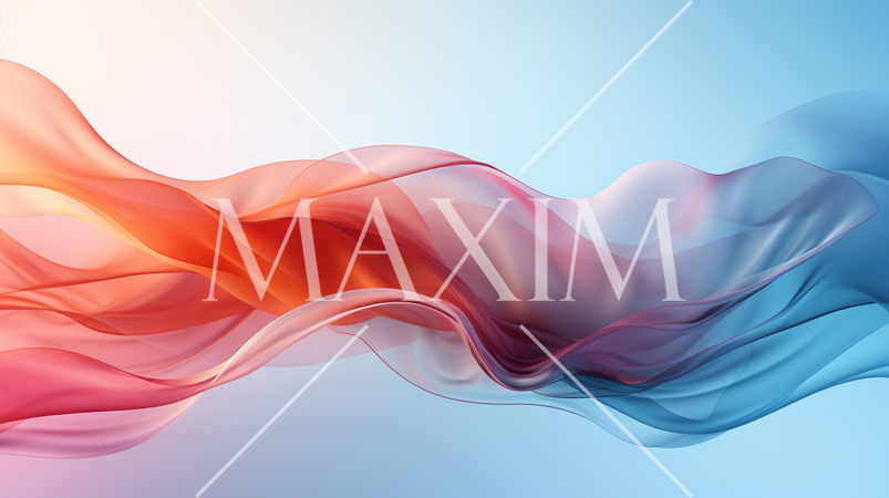 波と空をイメージした幻想的な背景画、カラフルなグラデーション表現：精緻CG