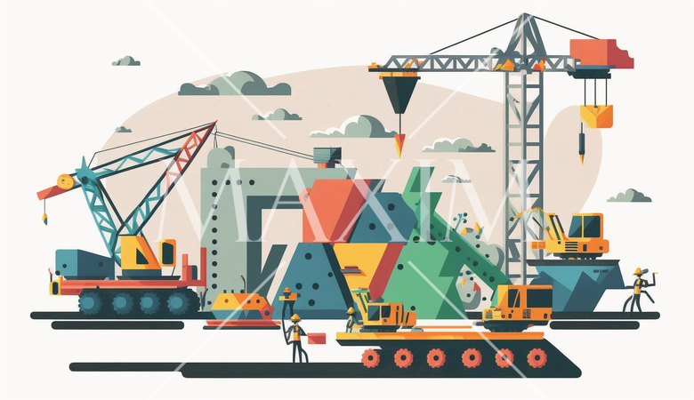 都心のビル建設現場、プロジェクト管理。