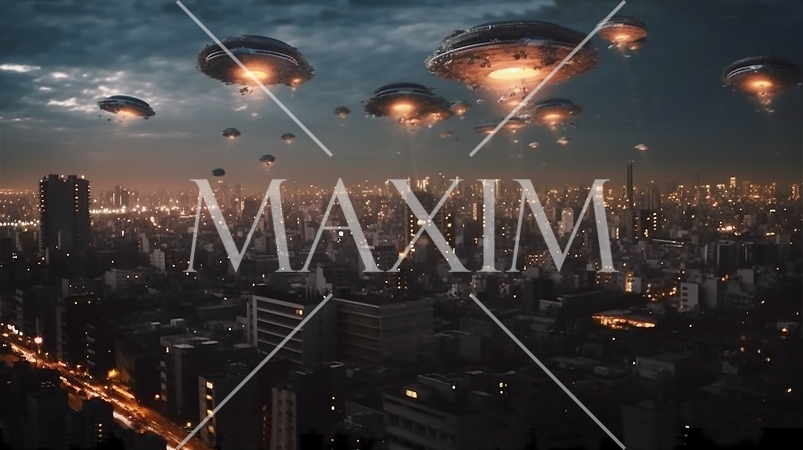 杞憂：無数の空飛ぶ円盤が夜の東京上空に飛来