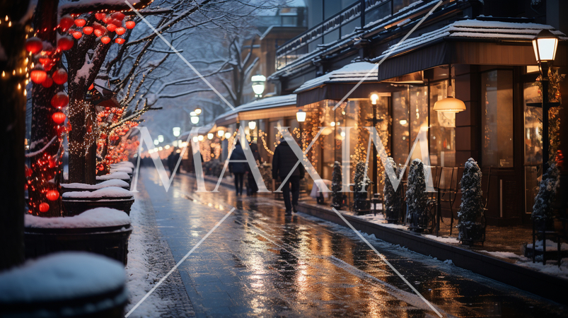 ホワイトクリスマスの街角