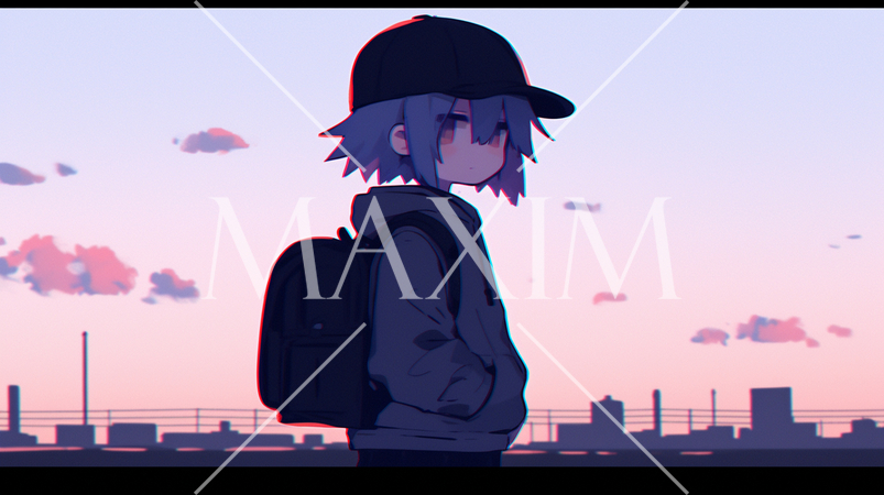 夏の夕方の街並みを眺める女性